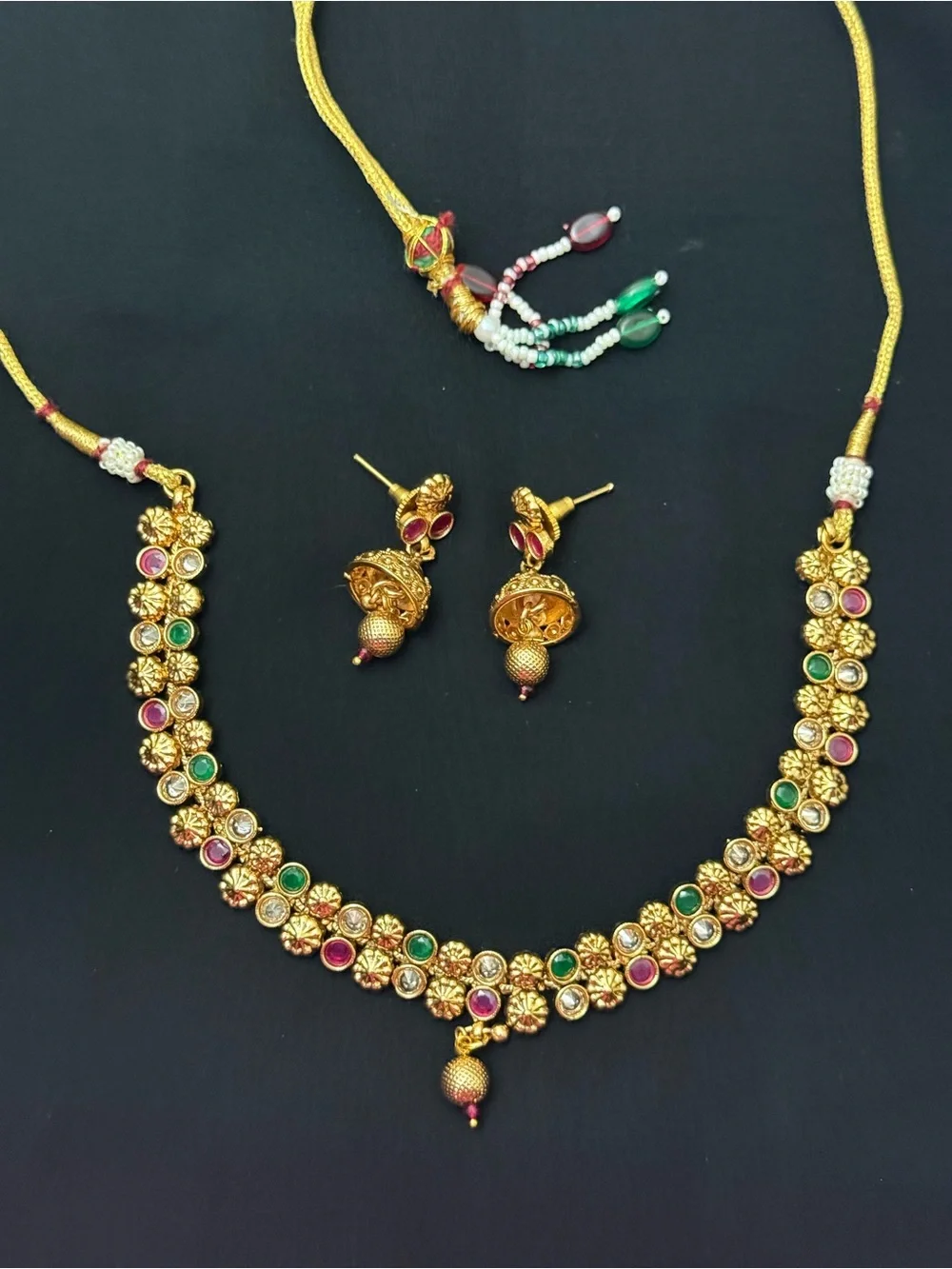 Indian Traditional Gold plated heritage necklace with earrings